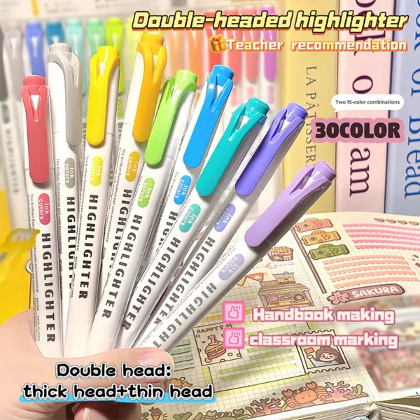 sg-11134201-82265-mhkqkgf6rk0635.webp 15 Color Double-headed Highlighter Set